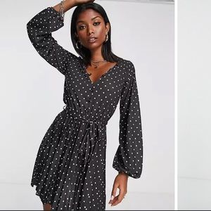 ASOS pleated polka dot mini dress